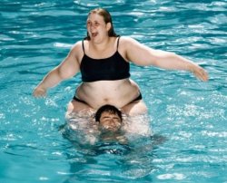 fat girl in pool Meme Template