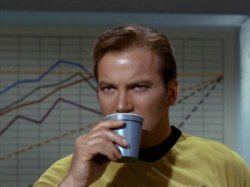 Kirk drinking coffee Meme Template