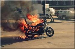 burning motorcycle Meme Template