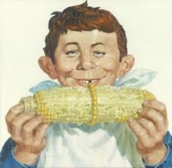 Mad character eating corn on cob Meme Template