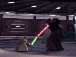 Yoda Fighting Palpatine Meme Template