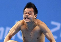 Chinese diver diving face Olympics constipation Meme Template