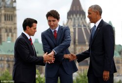 Trudeau Obama handshake Meme Template
