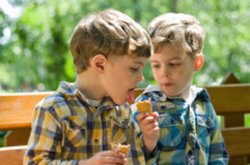 Kids eating ice cream cone Meme Template