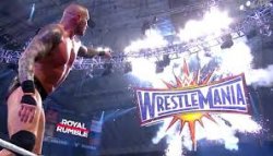 Randy Orton pointing at Wrestlemania logo  Meme Template