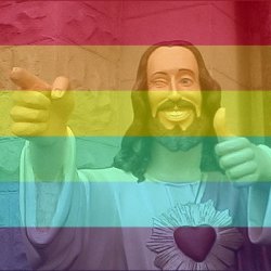 buddy christ rainbow pride Meme Template