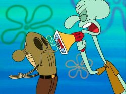 Squidward megaphone Meme Template