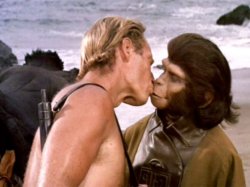 Planet of the apes kiss Meme Template