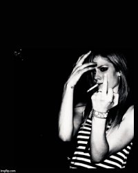 Cool Chick Smoking, Middle Finger,,, Meme Template
