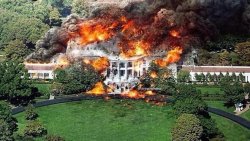 white house on fire Meme Template