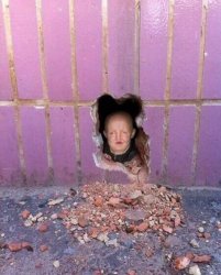 ugly girl in hole in wall Meme Template