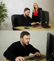 Man with anger issues "Working" Meme Template