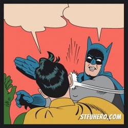 Batman Slapping Robin with bubbles Meme Template