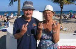 Old people flipping off Meme Template