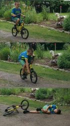 Bike accident kid, stick in wheel Meme Template