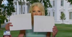 Kellyanne Conway and blank papers Meme Template