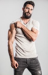 bearded beard hunk flexing Meme Template