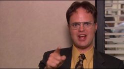 Dwight Schrute pointing Meme Template