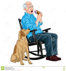 Old man denchers dog snack burger Meme Template