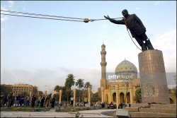 Saddam Hussein Statue Meme Template