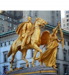 Golden General Sherman Statue Meme Template