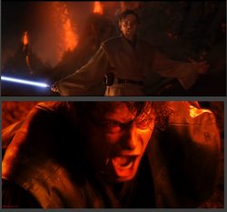 Obi-Wan & Anakin - Vader on Mustafar Meme Template