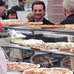 Bono looking at pizza Meme Template