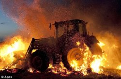 Flaming tractor Meme Template