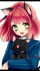 Anime catgirl and her cat Meme Template
