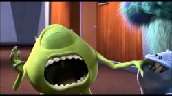 Mike Wazowski being bitten Meme Template