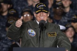 Trump in Navy uniform on ship Meme Template