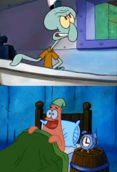 Squidward and Patrick 3 AM Meme Template