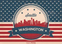 Retro Seattle Washington Skyline Illusrtation Meme Template