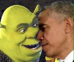 Shrek and Obama kissing Meme Template