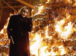 Joker Burning money Meme Template