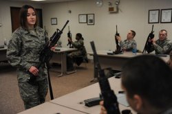 classroom with soldiers with assault rifles Meme Template