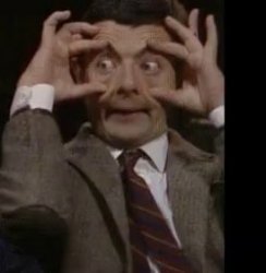 Mr. Bean wide eyed Meme Template