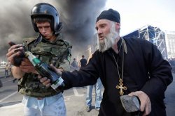 Orthodox Priest lighting Molotov Meme Template
