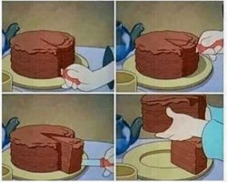 cake slice me irl cartoon chocolate Meme Template