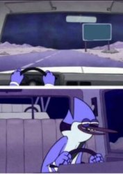 Mordecai driving Meme Template