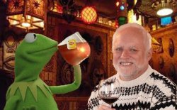 Harold and Kermit at the Oasis Lounge Meme Template