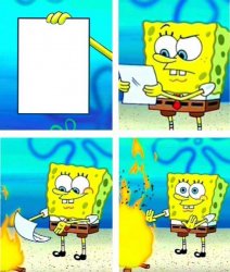 Spongebob burning sheet Meme Template