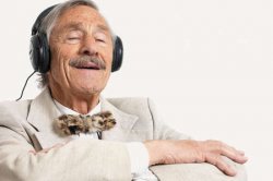 old man listening to music Meme Template