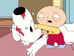 Stewie beating Brian Meme Template
