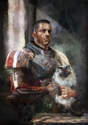 Commander Shepard's cat Meme Template