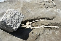 Skeleton crushed by volcanic rock from pompeii Meme Template