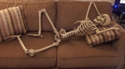 Skeleton waiting on couch Meme Template