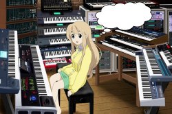 Anime girl with synthesizers thought bubble Meme Template