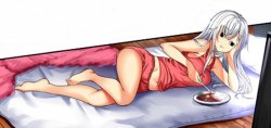 HOT anime girl eats in bed Meme Template