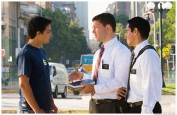 Mormon Missionaries talking to guy Meme Template